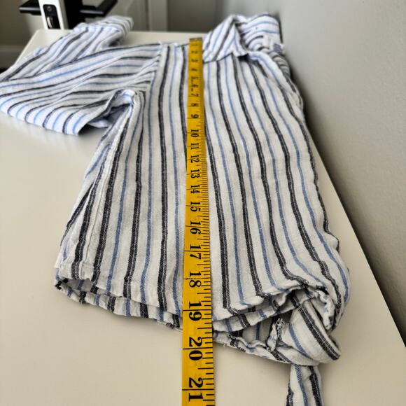 Calypso St Barth Top Large Linen Front Tie Cropped Beachy Nautical Preppy - Picture 12 of 12